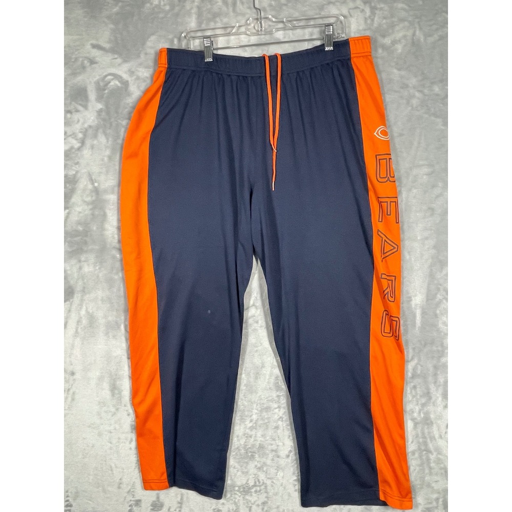 NFL Team Apparel Chicago Bears Mens 2XL Navy Orange Track Pants Joggers 3755 CB